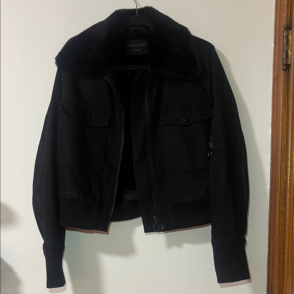 All Saints Black Bomber Jacket
